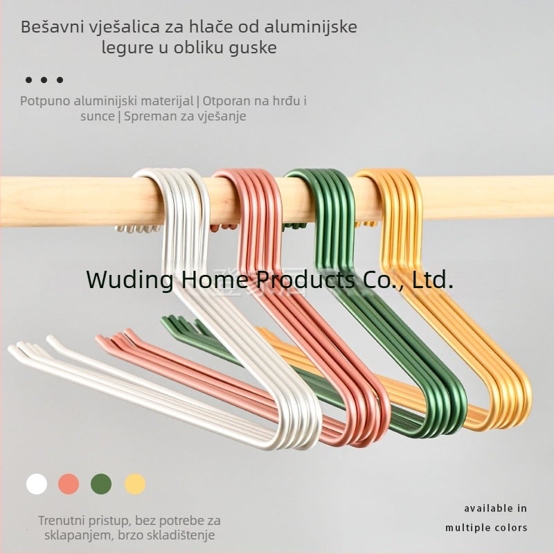 Vješalica za hlače od aluminijske legure, oblik guske, Z-klip, protuklizno, bez tragova, skladišna polica