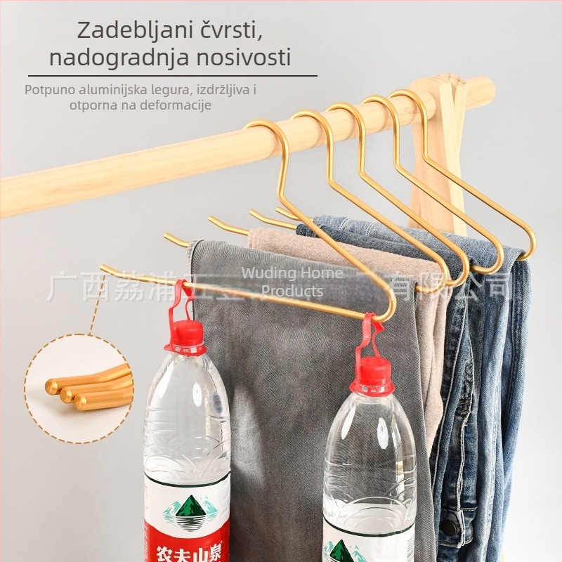 Vješalica za hlače od aluminijske legure, oblik guske, Z-klip, protuklizno, bez tragova, skladišna polica