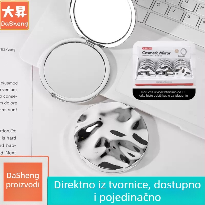 Dvostrano sklopivo ogledalo za šminku, kvadratnog oblika, plastično, prijenosno, prilagodljivo studentima
