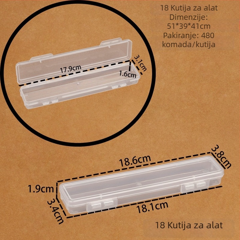 Pravokutna PP plastična kutija s preklopnim poklopcem za elektroničke komponente, rezervne dijelove i četkice
