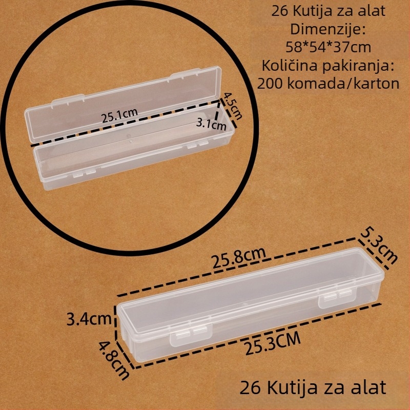 Pravokutna PP plastična kutija s preklopnim poklopcem za elektroničke komponente, rezervne dijelove i četkice
