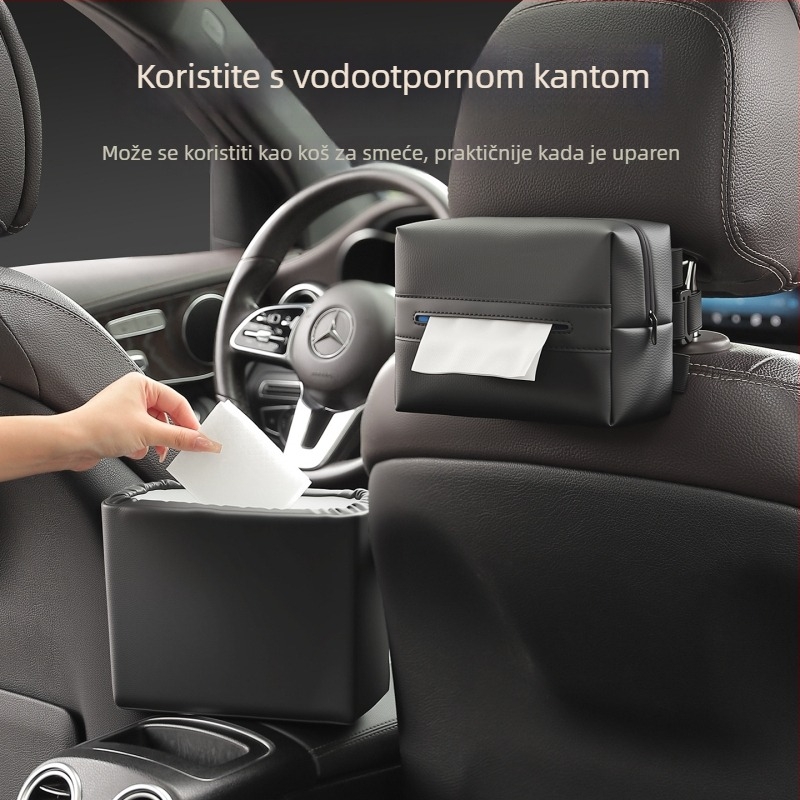 Kožni držač za maramice u automobilu, viseći naslon za ruku i koš za otpad, unutrašnjost vozila