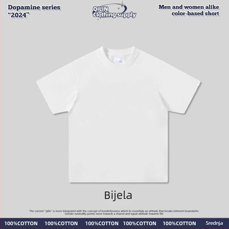 300 g teška pamukna majica kratkih rukava s okruglim izrezom, unisex, jednobojna, ljeto, plus veličina