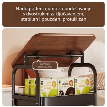 Stojeća knjižni kolica s policama za pohranu, mobilni stol za dnevni boravak i noćni ormarić, elegantan mali stol za kavu