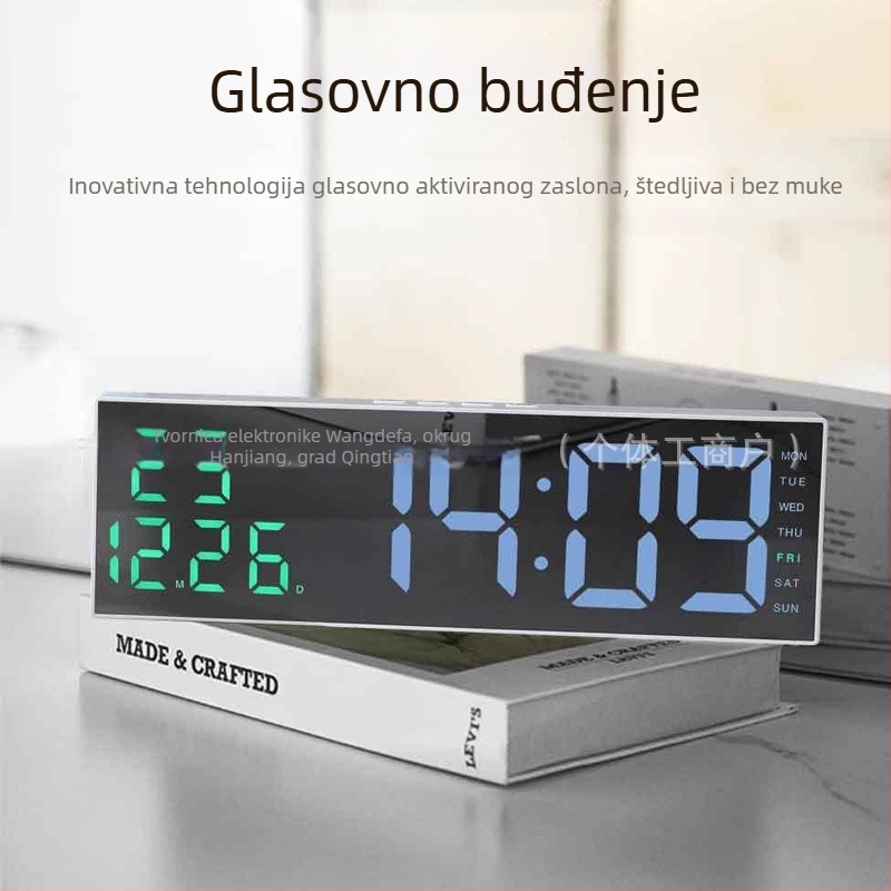 LED ogledni sat s digitalnim prikazom i alarmom, velik zaslon, minimalistički dizajn