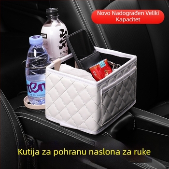 Organizator uz naslon automobila s držačem za čaše i kutijom za maramice – višenamjensko unutarnje skladište