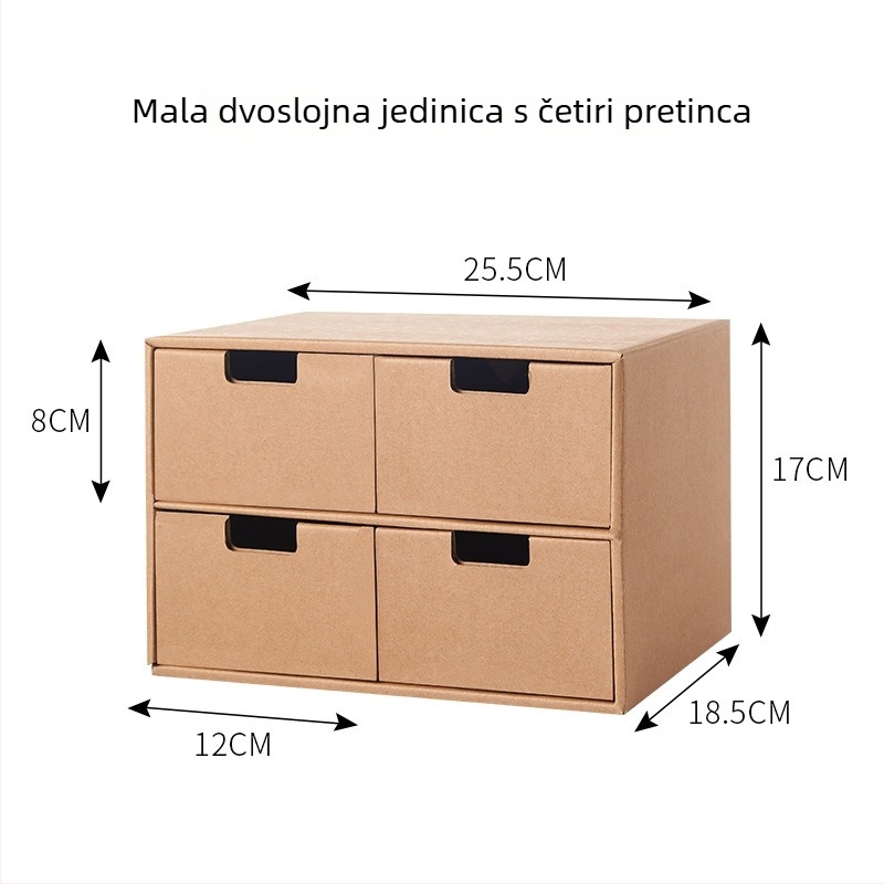 XCT01 Papirnati stolni organizator za dokumente s ladicom, sklopivi i višestruko slagivi
