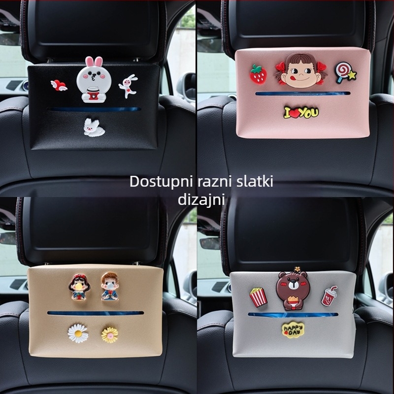 Kožna kutija za maramice za automobil, unutarnji dodatak, visi na stražnjem naslonjaču