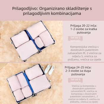 Torba za putovanje za skladištenje odjeće, kompresijska vrećica za jaknu s perjem, prijenosni organizator prtljage