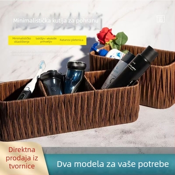 Košara za pohranu kozmetike i maski u stilu ratana, stolni organizator za grickalice i sitnice