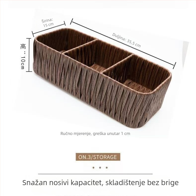 Košara za pohranu kozmetike i maski u stilu ratana, stolni organizator za grickalice i sitnice