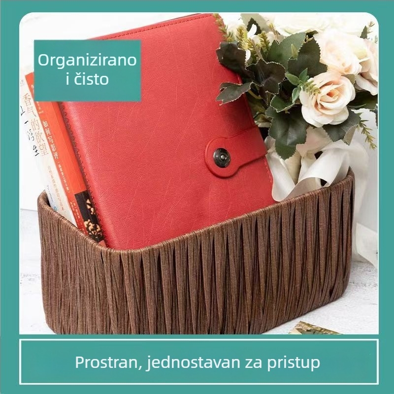 Košara za pohranu kozmetike i maski u stilu ratana, stolni organizator za grickalice i sitnice