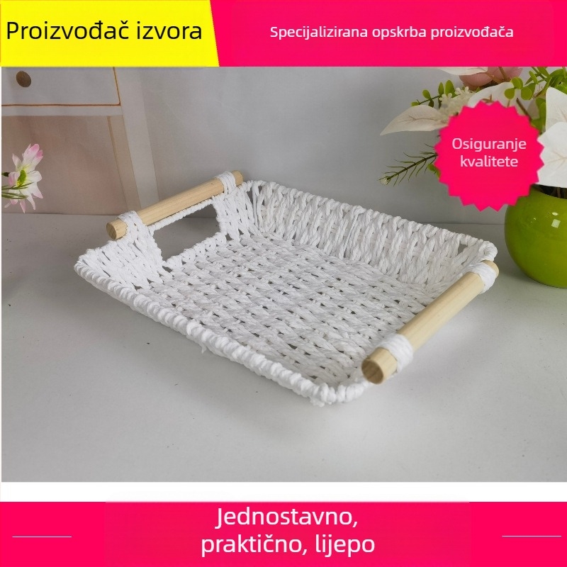 Kružna košara za pohranu od papirnate užadi, ekstra velika