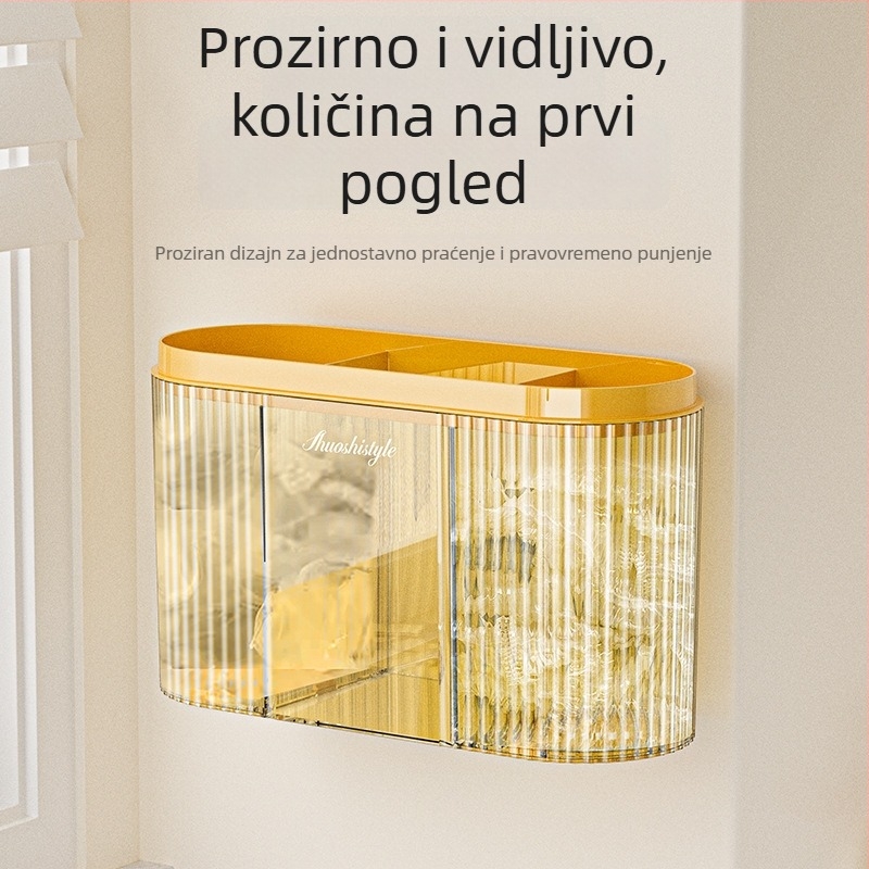 3-u-1 zidni spremnik za foliju s poklopcem, bez bušenja, otporan na prašinu, za kuhinju i kupaonicu, organizator za navlake za cipele