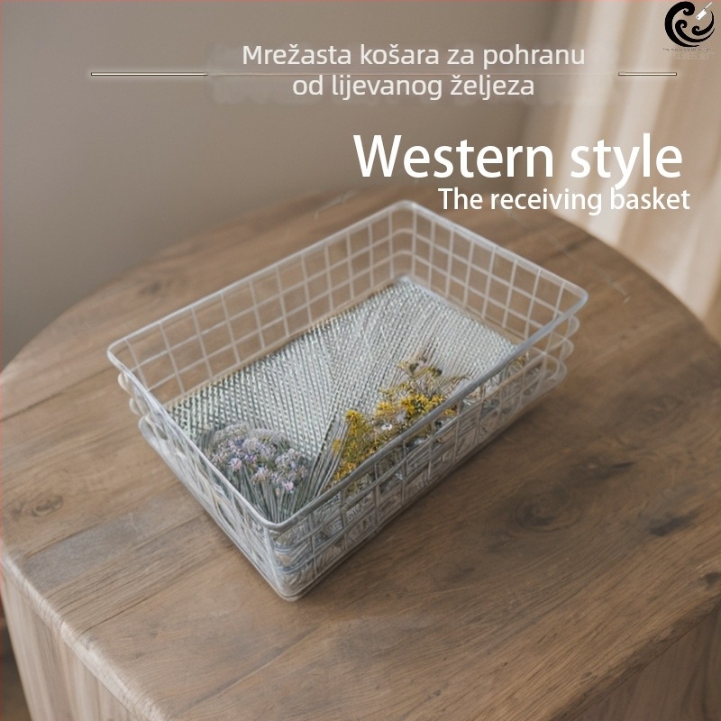 Nordijski željezni koš za pohranu s mrežom – za stol, ured i spavaću sobu, kreativni kupaonski organizator