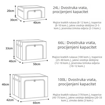 Kutija za skladištenje od pamuka i lana s velikim prozorom, sklopivi tekstilni organizator za odjeću, prozirna vodootporna kutija za deke za studentski dom