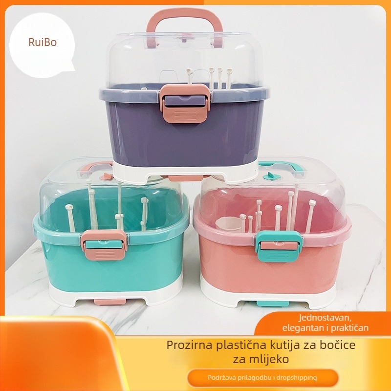 Kutija za skladištenje bočica za bebe s poklopcem, za sušenje i zaštitu od prašine