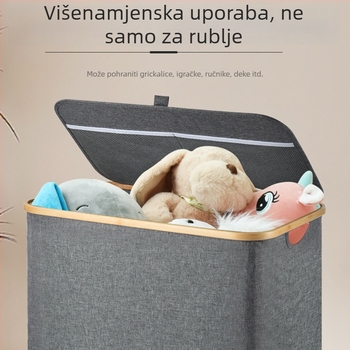 Sklopivi koš za prljavu odjeću velike kapacitete, japanskog stila, 125 L, s kugličnim ležajevima na kotačima