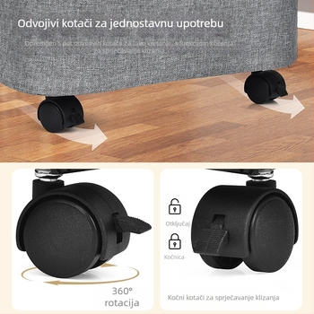 Sklopivi koš za prljavu odjeću velike kapacitete, japanskog stila, 125 L, s kugličnim ležajevima na kotačima