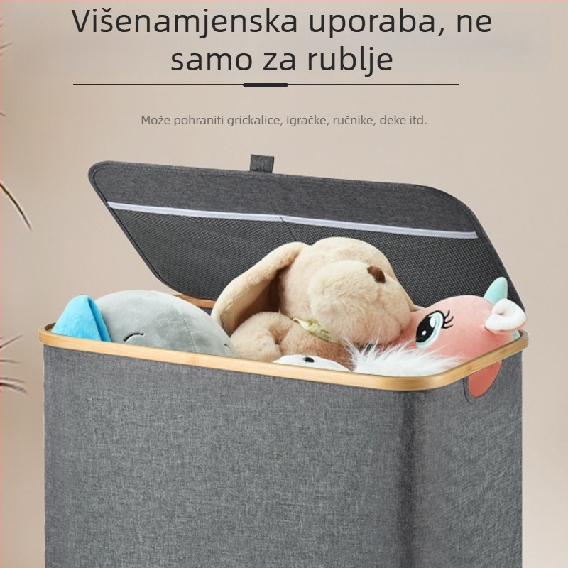 Sklopivi koš za prljavu odjeću velike kapacitete, japanskog stila, 125 L, s kugličnim ležajevima na kotačima