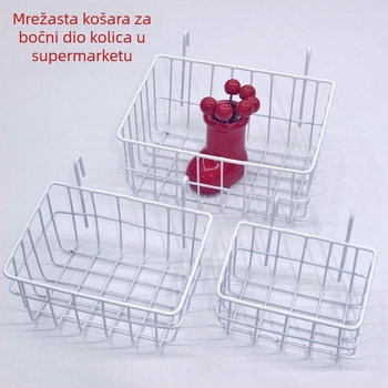 Metalna mrežasta polica za pohranu s visećom košarom i zidnim pladnjem