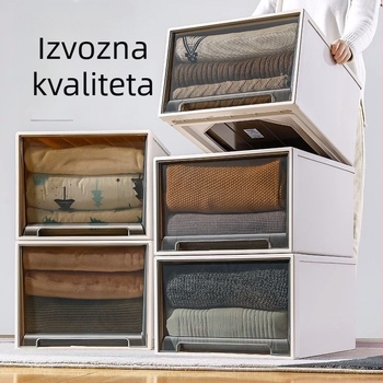 Prozirna plastična kutija za odlaganje odjeće s ladicama, višeslojno organiziranje