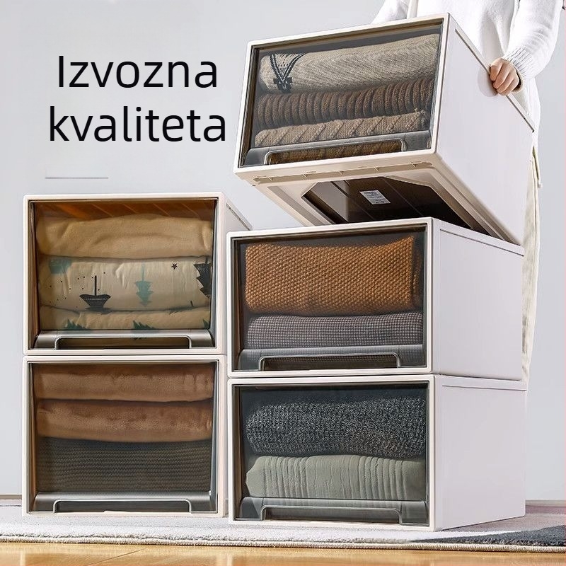 Prozirna plastična kutija za odlaganje odjeće s ladicama, višeslojno organiziranje