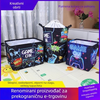 Pamukasti koš za pohranu s vrpcom, kućna uporaba, organizator za igračke i odjeću, sladak dizajn crtića
