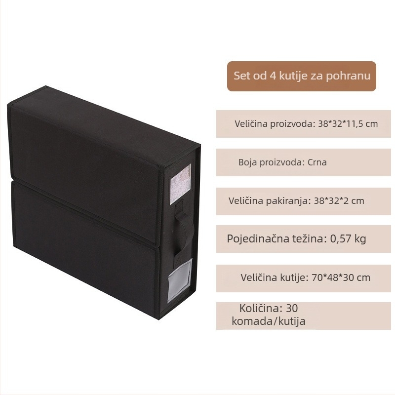 Kutija za pohranu posteljine i deke, četverodijelni set, 14 L, 38×32×11,5 cm, organizator ormara