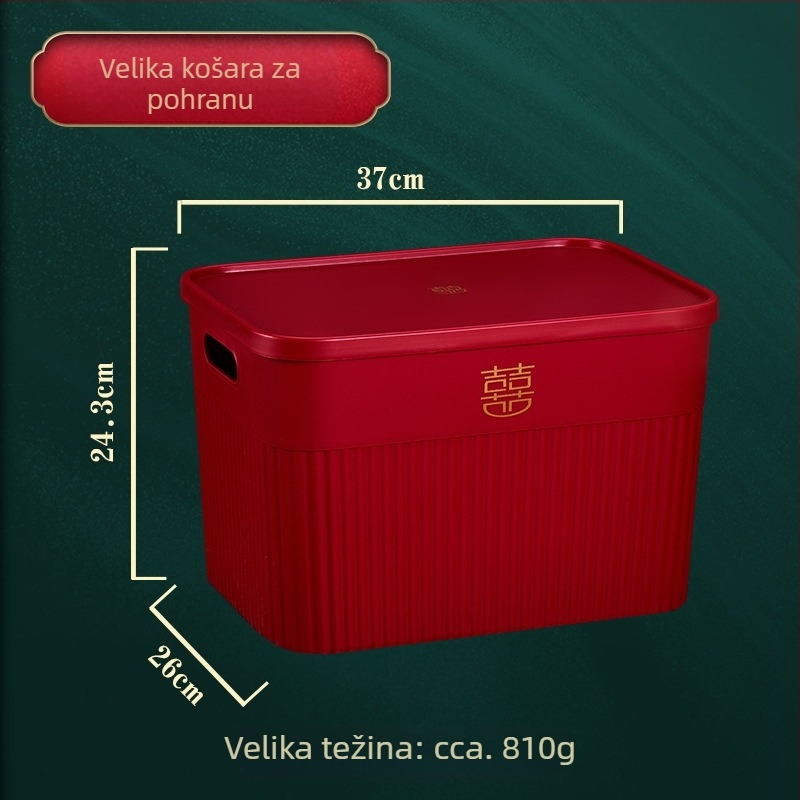 Crvena kutija za skladištenje sa poklopcem za svadbene dodatke, odjeću i sitnice