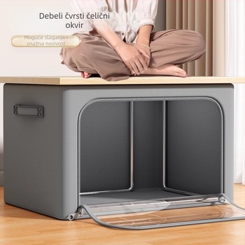 Kutija za skladištenje odjeće od Oxford platna s čeličnom konstrukcijom, velik kapacitet, sklopivi organizator garderobe, dimenzije 60×42×40 cm