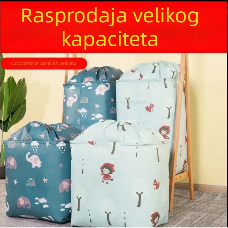 Ekstra veliki platneni spremnik za pohranu, sklopivi, s velikim kapacitetom, za igračke, odjeću i deke, zatvaranje šnúricom.