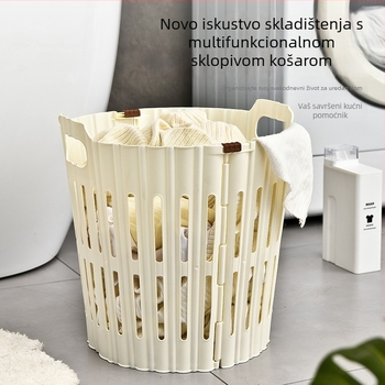Sklopivi koš za prljavo rublje – kružni plastični koš za pranje i skladištenje, za balkon i kupaonicu