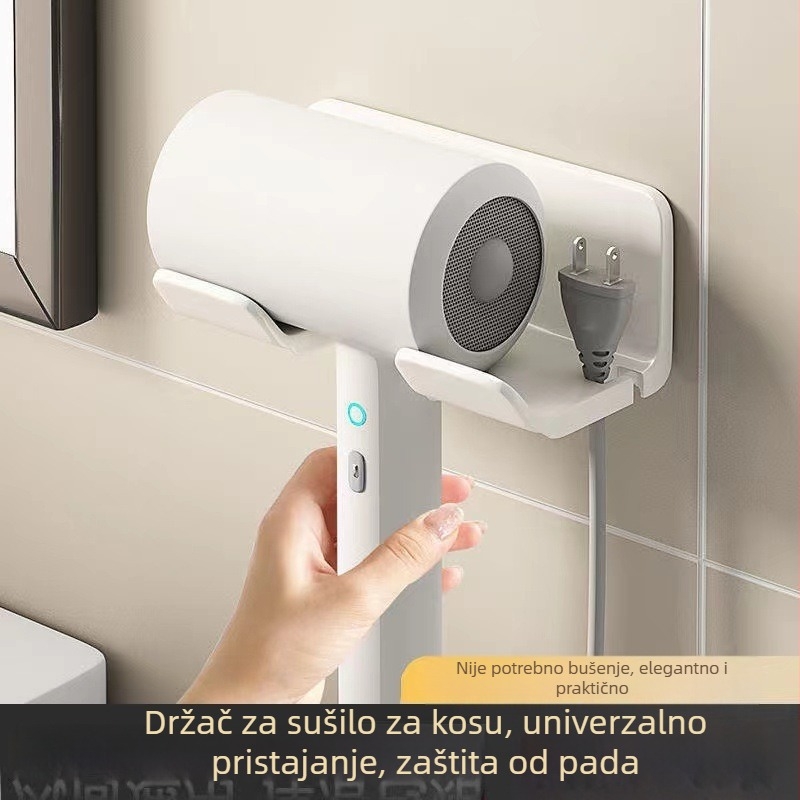 Držač za fen za kupaonicu, zidni držač bez bušenja, regal za pohranu fenova