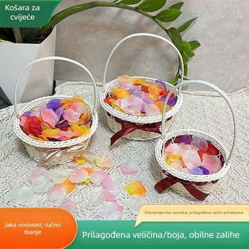 Koš za cvijeće od imitacije ratana, ručno pleten, za aranžiranje, pakiranje darova i pohranu jaja, vjenčani pleteni koš