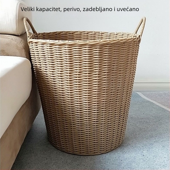Pleteni koš za prljavu odjeću, dizajn od ratana i bambusa, oblik balona