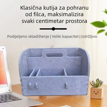 Višestruka kutija za stolno skladištenje s pregradama — organizator u uredu, policu za knjige i skladište, filc, moderan minimalistički stil, jednobojna