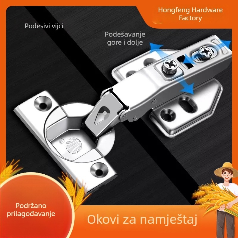 Šarka od hladno valjanog čelika s dvostupanjskim amortizerom, tiho zatvaranje, za garderobu, ormar, prozor i vrata