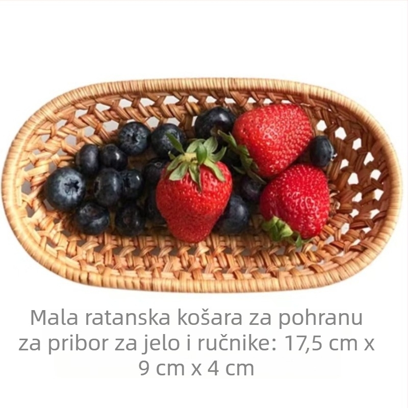 Ratan koš za skladištenje posuđa, pribora za jelo, ručnika, grickalica, sušenog voća i kruha