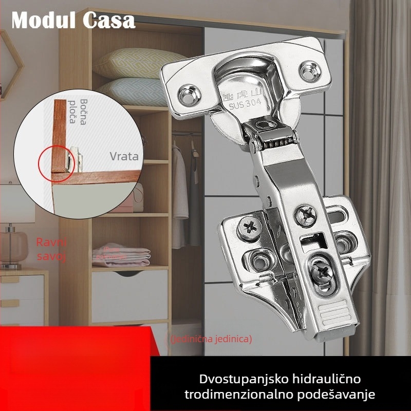 Modulcasa dvostupanjski šarke s 3D podesivim amortizerom i nylon cilindrom za vrata ormara