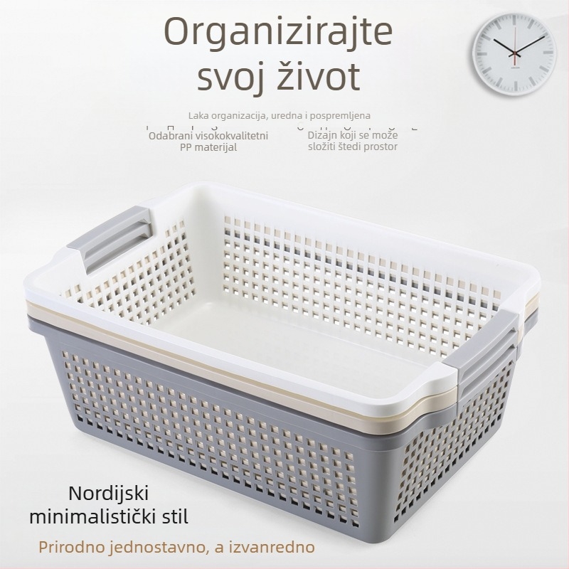 Plastična košara s izgledom ratana za stolni prostor, kompaktni organizator za grickalice i igračke, japanski stil
