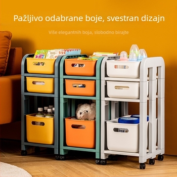 Troslojni dječji organizator igračaka sa ladicama, mobilni stalak za stolnu površinu, pogodan za spavaću sobu i kuhinju