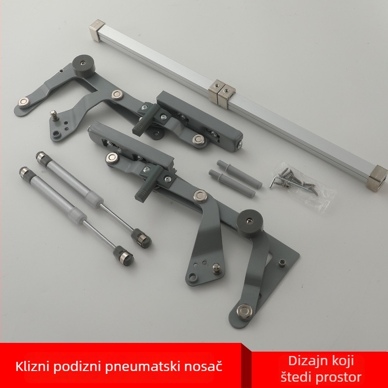 Pneumatska potporna šipka za ormarske vrata na tračnici – hidraulički amortizer, metalni pribor