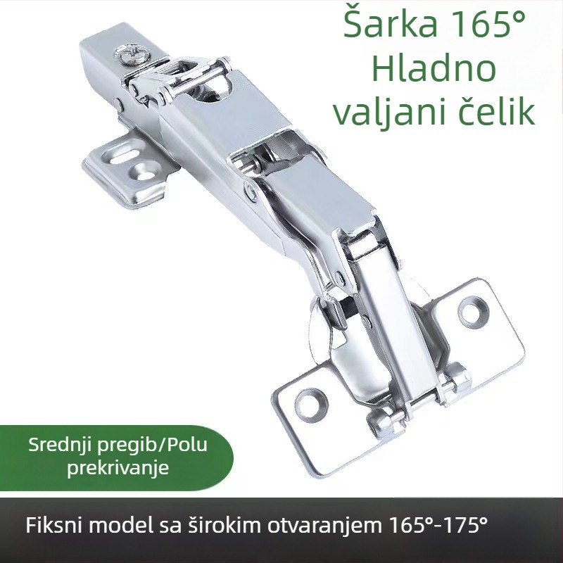 Amortizirani šarnir za vrata, velik kut 165°/175°/180°, L‑oblik kutni šarnir, lukasti šarnir