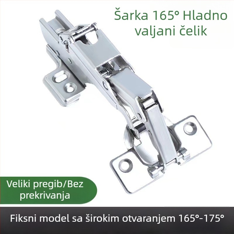 Amortizirani šarnir za vrata, velik kut 165°/175°/180°, L‑oblik kutni šarnir, lukasti šarnir