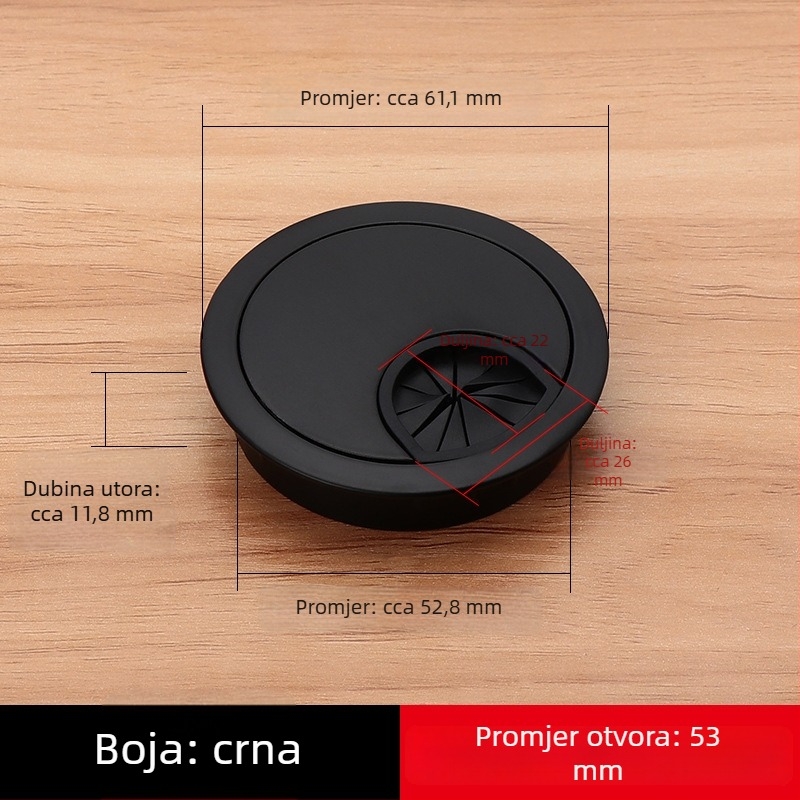 Kryt otvora za kablove računarskog stola, kružni dekorativni pokrov od aluminijske legure, moderni minimalistički stil