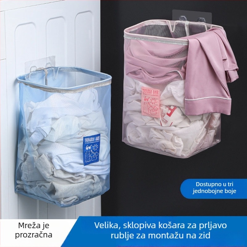 Novi koš za prljavo rublje velikog kapaciteta, sklopivi, zidni u kupaonici, mrežasta konstrukcija za odvod i zaštitu od vlage, praktično skladištenje