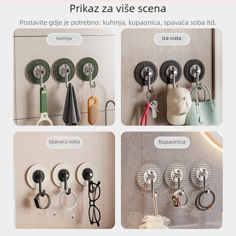 Kreativan luksuzni snažni ljepljivi držač za zid i vrata, nosivost 15 kg, bez bušenja