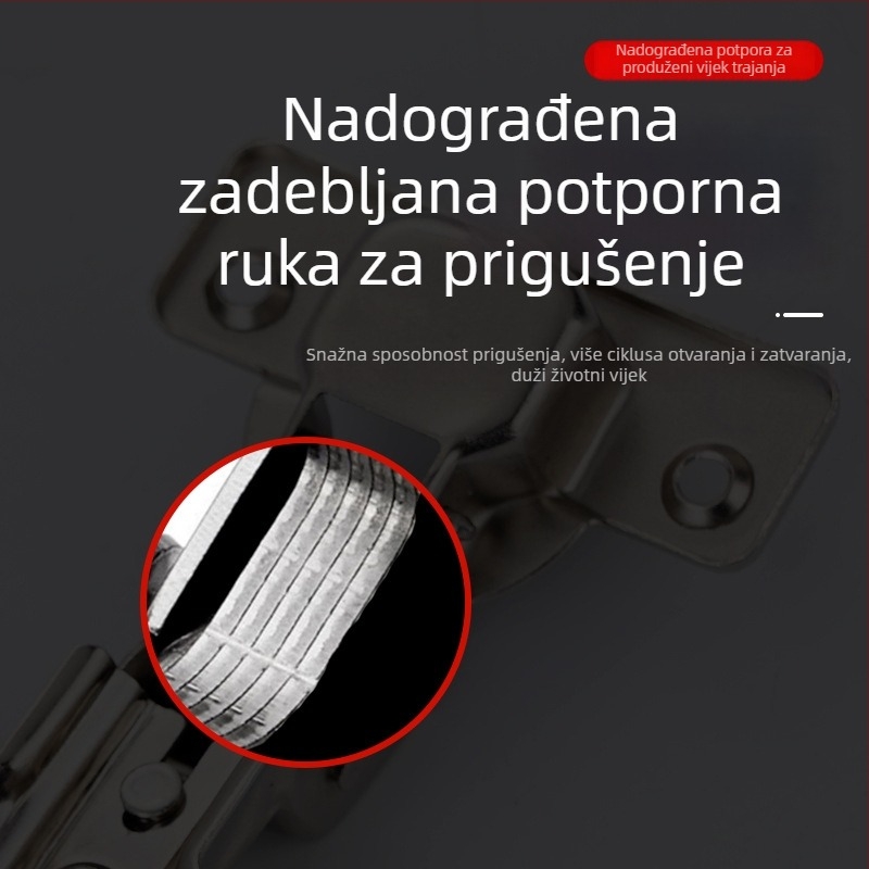 Šarka od nehrđajućeg čelika s dvostupanjsim djelovanjem i tlumenjem za male kutove, vrata ormara i garderobnih ormarića s oprugom amortizatorom