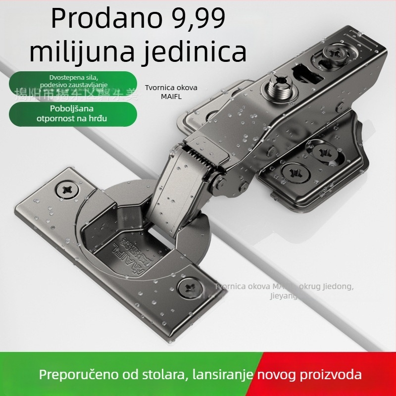 Pantan od titanijskog legura s dvostupanjskim amortizacijskim mehanizmom, nehrđajući čelik, mali kut, vodootporan, za vrata ormara i garderobe, pogodan za debele i tanke vrata